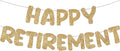 Fulmoon Pre Strung Happy Retirement Banner Glitter Retirement Sign Funny Official Retired Decor Party Decorations Supplies for Men Women Gifts (Champagne Gold)