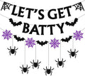 Halloween Black-Purple Spider-Web Party-Decorations Banner - 8pcs Paper Bats Spiders Hanging Swirls Streamers,Indoor Room Porch Wall Ceiling Garland, Baby Shower Birthday Supplies Decor Panduola