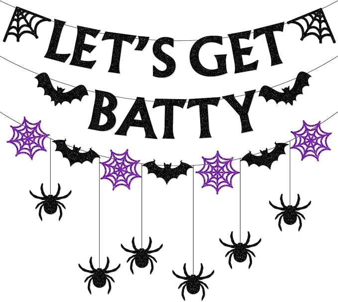 Halloween Black-Purple Spider-Web Party-Decorations Banner - 8pcs Paper Bats Spiders Hanging Swirls Streamers,Indoor Room Porch Wall Ceiling Garland, Baby Shower Birthday Supplies Decor Panduola