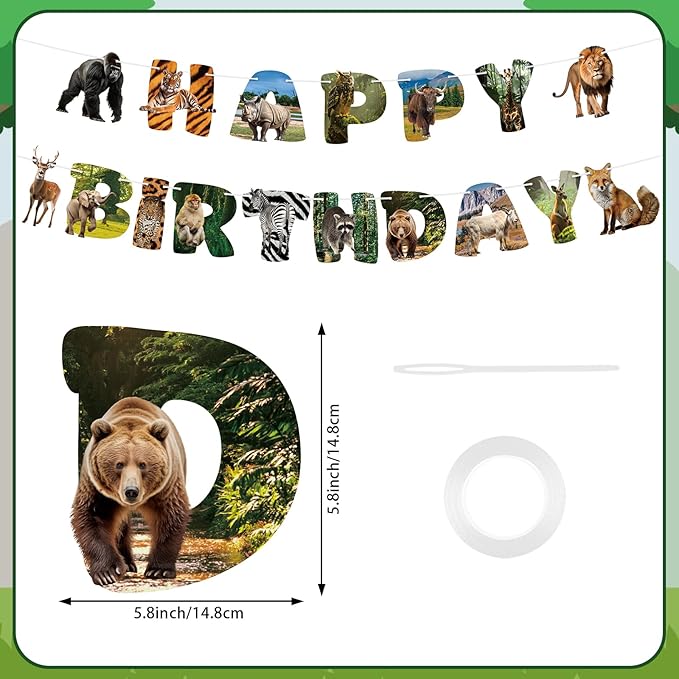 Safari Animals Party Decorations Happy Birthday Banner Safari Animals Party Banner Garland for Birthday Party Decorations Safaris Animals Party Supplies