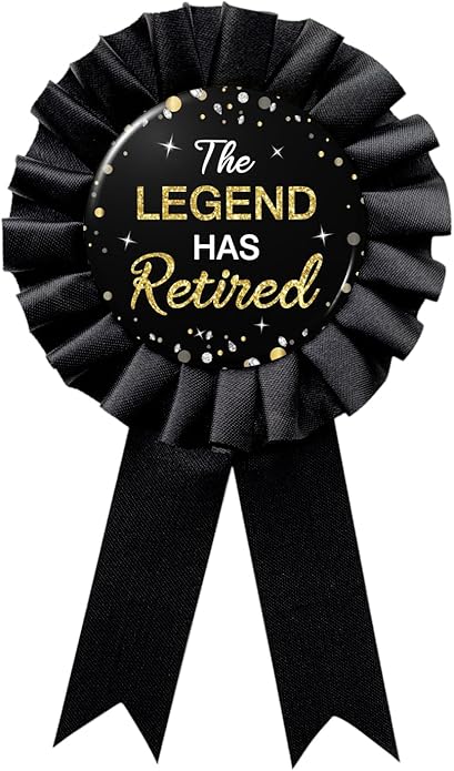 WOWOPA The Legend Has Retired Badge Pin, Black Satin Fabric Retired and Retirement Farewell/Going Away Corsage Button Pin Party Decoration