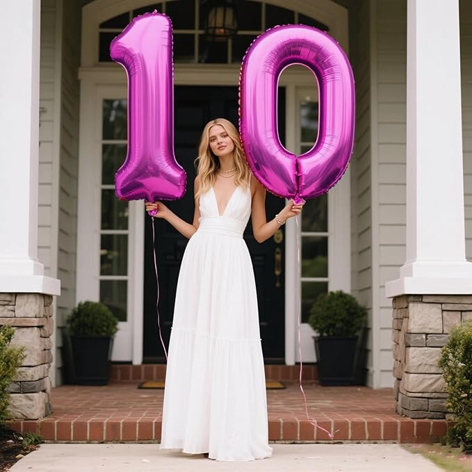 40 Inch Rose Purple Large Balloon Number 0 Balloon,Jumbo Mylar Foil Helium Balloon for 10 20 30 40 50 60 Birthday Digital Balloons for Birthday Party,Wedding Anniversary Party Decorations