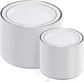 AOZITA 200Pcs Silver Plastic Plates, Disposable Plastic Party Plates for Party, Wedding and Birthday