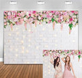 Flower Wall Backdrop Glitter White Brick Wall Mother's Day Flowers Photography Background Mother's Day Wedding Bridal Baby Shower Birthday Party Spring Theme Decor Photo Booth Props (8x6FT)