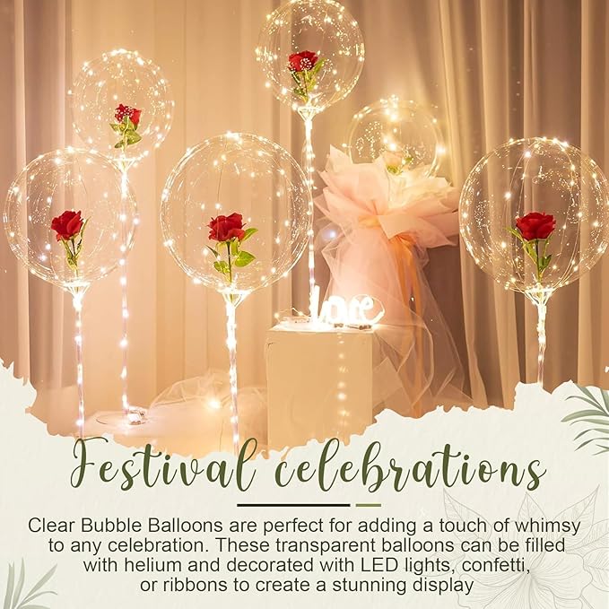 Sumind 40 Pcs Bobo Balloons Clear Balloons for Stuffing Bubble Transparente Burbuja for Valentines Christmas Wedding Birthday Party Decoration (36 Inch)