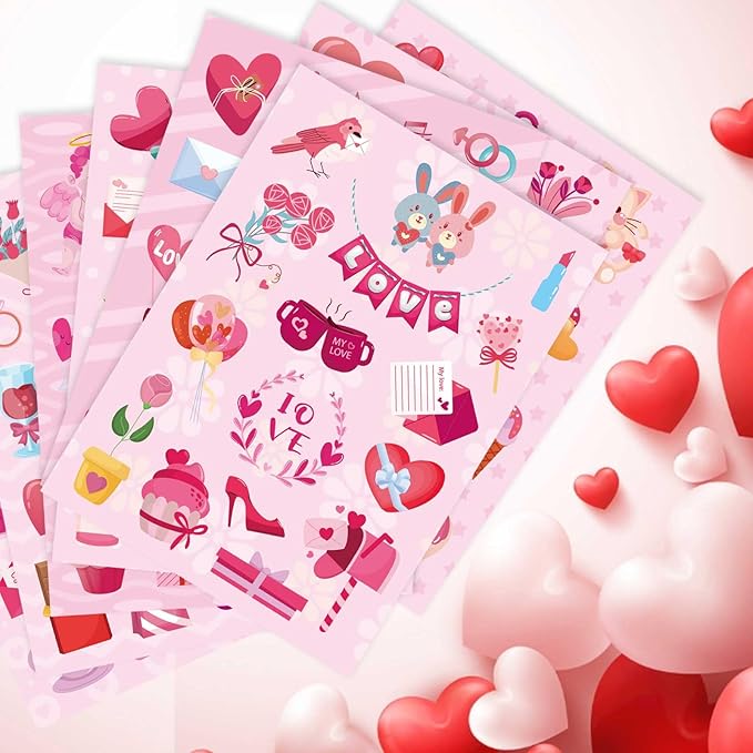 381PCS Valentine Stickers for Kids - Love Stickers Heart Stickers Valentines Day Craft Activities Party Favors Supplies Valentines Day Gift