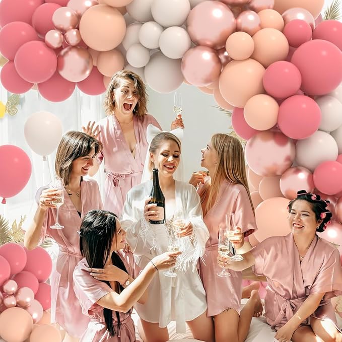 Dusty Pink Blush Balloon Garland Arch Kit, 122PCS Retro Pink Nude Ivory White Metallic Rose Gold Balloons for Boho Engagement Wedding Bridal Shower Birthday Baby Shower Annibersary Party Decorations