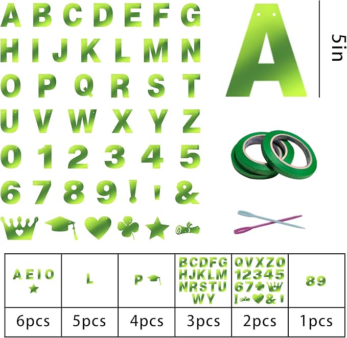 131 PCS Custom Banner DIY Letter Banners Personalized Banner for Birthday Congratulations Wedding Party Banners Emerald Green 5-inch