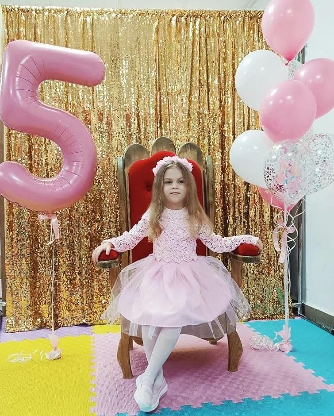 Pearlescent Pink Number 8 Balloon 40 Inch, 8th Birthday Party Decorations for Children, Giant 8 Foil Balloon for Party Supplies