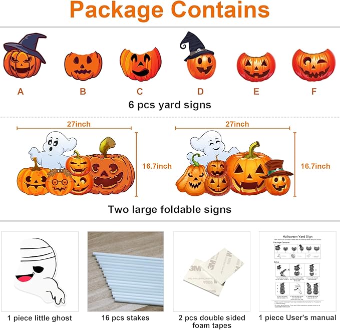 Halloween Decorations Outdoor Yard Signs - Halloween Ghost Pumpkin 3-tiered Decor Yard Stakes Prop for Lawn Decorations Outdoor Garden Home Party Decor