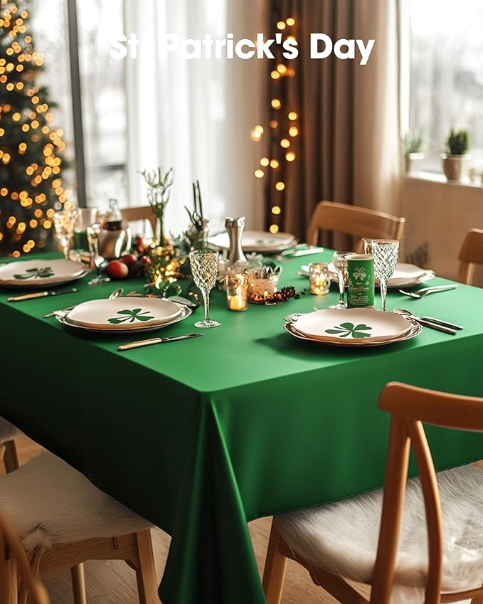 Pureegg Plastic Table Cloth Disposable 6 Pack, 54 x 108 Inch Table Cloths, St Patricks Day, Christmas Decorations, Tablecloths, Rectangle, Forest, Plastic Cover, Waterproof, Green