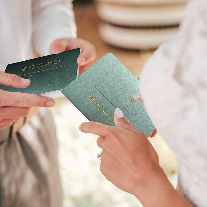 Vow Books for Bride and Groom, His and Hers Vow Books for Wedding-Soft Touch Gold Foil Engraving, Engagement | Wedding Essentials