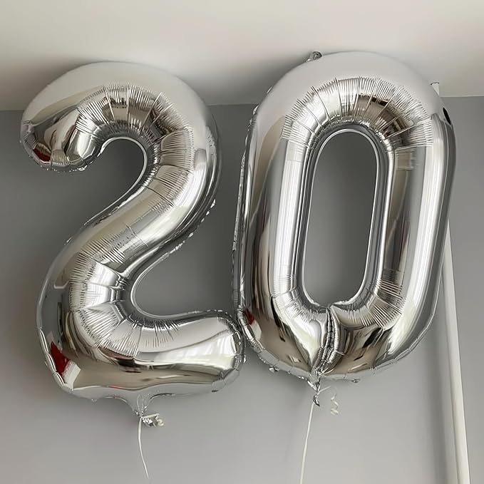 Silver 6 Balloon,40 Inch Number 6 Balloon,6 Birthday Balloon Decorations,Helium Silver 6 Balloon Number for Birthday Party Decorations