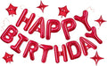 Happy Birthday Balloons Banner, Red 16 Inch Mylar Foil Letter Balloons with 6pcs Star Balloons, Birthday Party Decorations for Kids Girls Women Adults Birthday Party Supplies