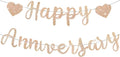 Happy Anniversary Banner, Champagne Gold Happy Anniversary Sign, Pre-Assembled for Wedding Party Celebration Decor (Champagne Gold0