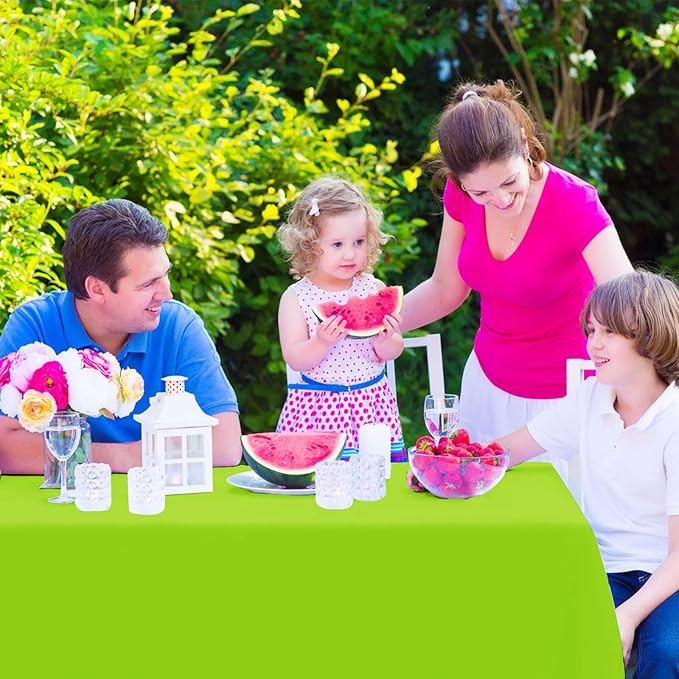 Kopokita 2PCS Lime Green Plastic Tablecloths 54 x 108 Inch, Disposable Table Cloths Rectangle Party Table Covers