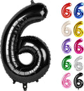 Black Number 6 Balloon 40 Inch, 6 Balloon Number, 6th Birthday Decorations, Black Party Supplies for Boys Girls