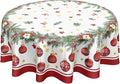 Christmas Round Tablecloth 70 Inch Xmas Bells and Snowflake Pattern Table Cloth Circle Winter Holiday Table Cover Washable Polyester Indoor Decor for Home Kitchen Dinning Party
