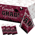 3 Pack Graduation Tablecloth Party Decorations, Class of 2026 Congrats Grad Plastic Tablecover Party Supplies, Maroon Rectangle Graduation Table Decorations for College High School Party, 54 x 108Inch