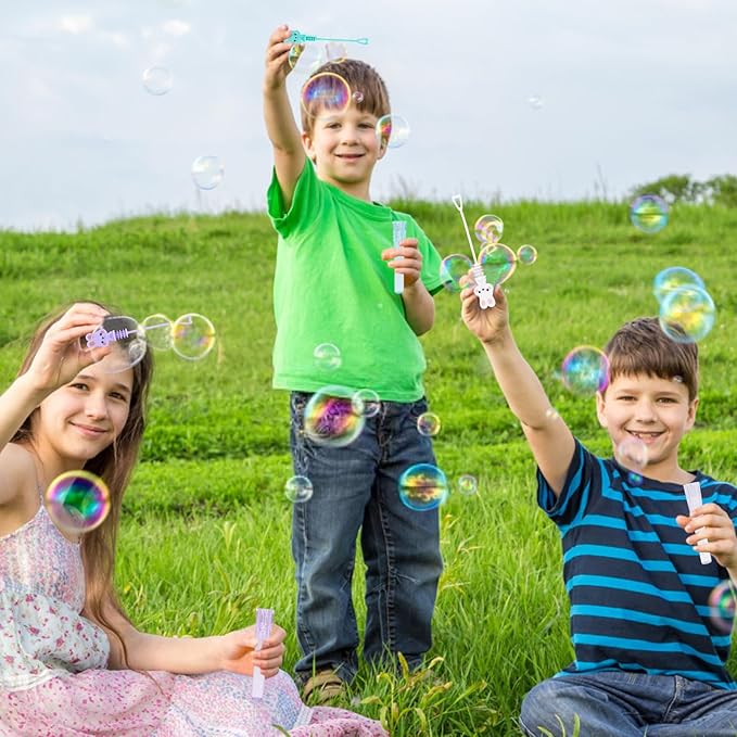 24 Pcs Easter Bubble Wands,4 Designs Bubbles Stick Bulk for Daily Activity Use Easter Celebration Birthday Graduation Shower Bubbles Party Favors Supplies