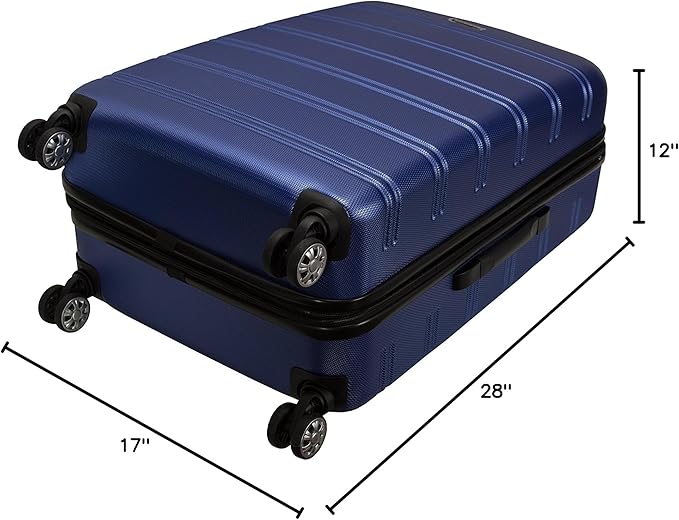 Rockland Melbourne Hardside Expandable Spinner Wheel Luggage, Checked Large 28", Blue