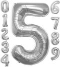 40 Inch Large Silver Number Celebration and Decoration Balloon for Birthday Parties, Graduations, Anniversaries, Weddings, Photo Shoots, Special Events - Helium Foil (Silver Number 5)