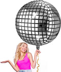 Leitee 18 Pcs 32 in Big Disco Ball Balloon 70s Disco Balloons Party Decoration Large 4d Aluminum Foil Inflatable Ball Giant Silver Metallic Mirror Decor for Baby Shower Wedding Birthday Dance Party
