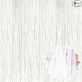 6 Pack Macaron White Foil Fringe Curtains Backdrop, 3.28 x 8.2 Ft Metallic Streamers Tinsel Curtains Background for Photo Booth, Birthday, Christmas, Halloween, New Year Party Decorations