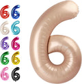 2026 Light Brown 40 Inch Mylar Foil Number 6 Balloon, Birthday Balloons for 6 16 Boy Girl Party Decorations Supplies,Light Brown Big Helium Balloon Numbers for 26 36 46 60 Men Women Anniversary