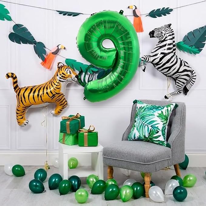 Number Balloons Green Party Balloon - Giant Number 9 Balloon, 40 Inch Large Balloon for St. Patrick's Day Games Theme Birthday Decoration, Girls Boys Party Supplies