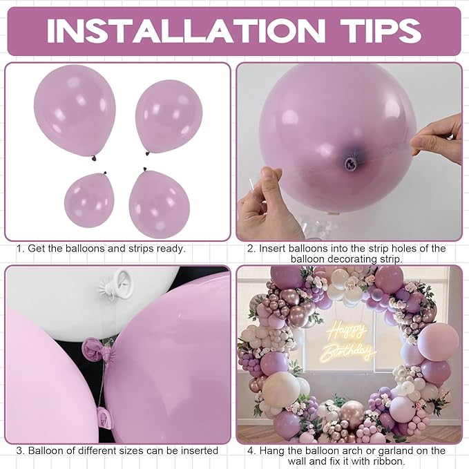 Dusty Purple Balloons Arch Taro Purple Balloons Garland 103pcs Retro Lavender Lilac Balloon Different Sizes Helium Latex Balloon Boho Birthday Party Decoration Wildflower Bridal Baby Shower Wedding