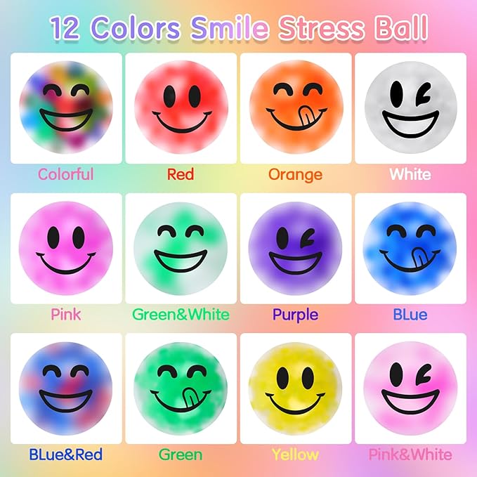 36 Pack Stress Balls, Easter Basket Stuffers, Squishy Ball for Adults, Squeeze Balls to Relax, Anti-Anxiety Fidget Balls for Party Favors, Birthday Gifts, Goodie Bag Stuffers
