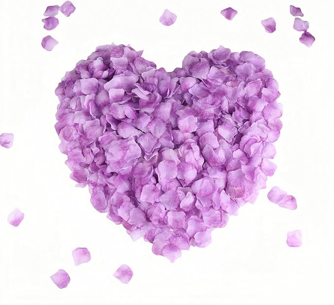 CODE FLORIST 1500 PCS Light Purple Silk Rose Petals for Valentine's Day,Romantic Night,Wedding,Proposal Anniversary Flower Decorations(Separated,Scented)