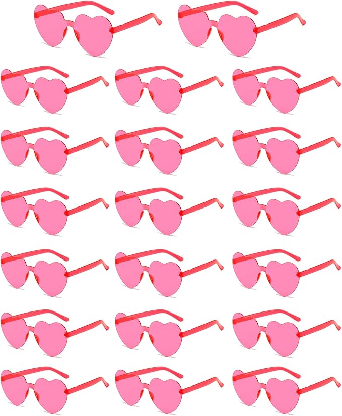20 Pairs Heart Shaped Sunglasses for Women Colorful Glasses Fun Trendy Transparent Heart Sunglasses Party Favor