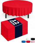 Pureegg Plastic Table Cloth Disposable 12 Pack, 84'' Round Table Cloths, Valentines Day, Thanksgiving, Christmas Decorations, Fall Tablecloths, Round, Plastic Cover, Leakproof & Sturdy, Red
