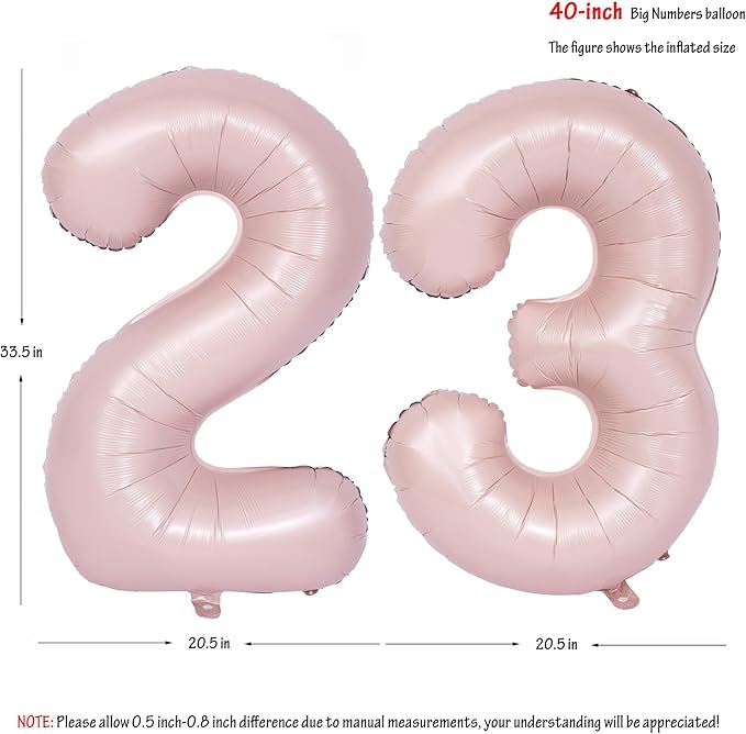 40 In Matte Pink Number Balloons Helium Foil Mylar Balloon Birthday Party banquet Decoration Digital 23