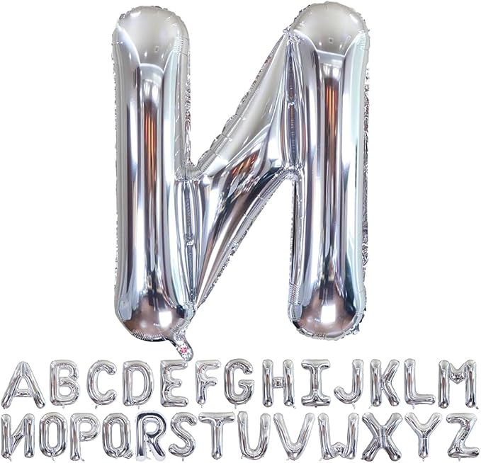 Silver Letter N Balloons 40 inch Large Alphabet N Balloons Silver Helium Foil Letter Balloon Banner for Birthday Party Anniversary Wedding Decoration