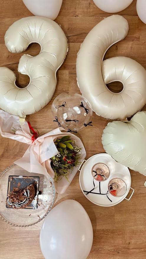 40 Inch Number Balloons, Balloons for Woman Man 16th Birthday Decoration, Cream Foil Number 16 Ballon for 16, 61 Wedding, Anniversary, Bridal Shower, Graduation, Valentine's Day