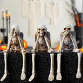 Halloween Decorations Indoor Skeleton Statues See Speak Hear No Evil Figurines for Mantel Table - Realistic Resin Skull Spooky Gothic Home Decor Set of 3