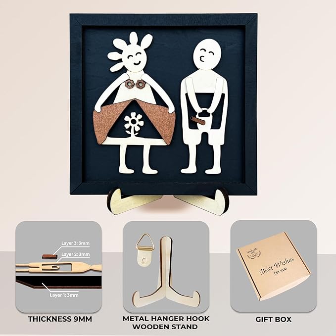 Funny Couples Sign Wedding Gifts Picture Frame Must Haves Couples Sexy Bedroom Decor Wood Plaque Mr and Mrs for Newlyweds Anniversary Boyfriend Girlfriend Wall Hanging HU-FR252