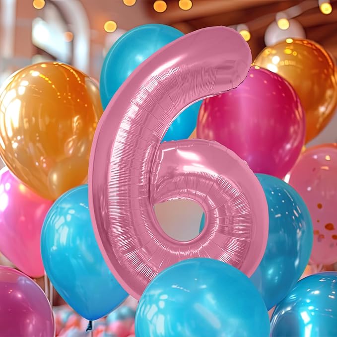 40 Inch Large Pink Number Celebration and Decoration Balloon for Birthday Parties, Graduations, Anniversaries, Weddings, Photo Shoots, Special Events - Helium Foil Mylar (Pink Number 6)