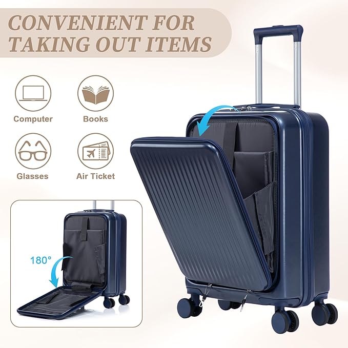 20/14 Inch Hardside Luggage, Lightweight Suitcase with Spinner Wheels