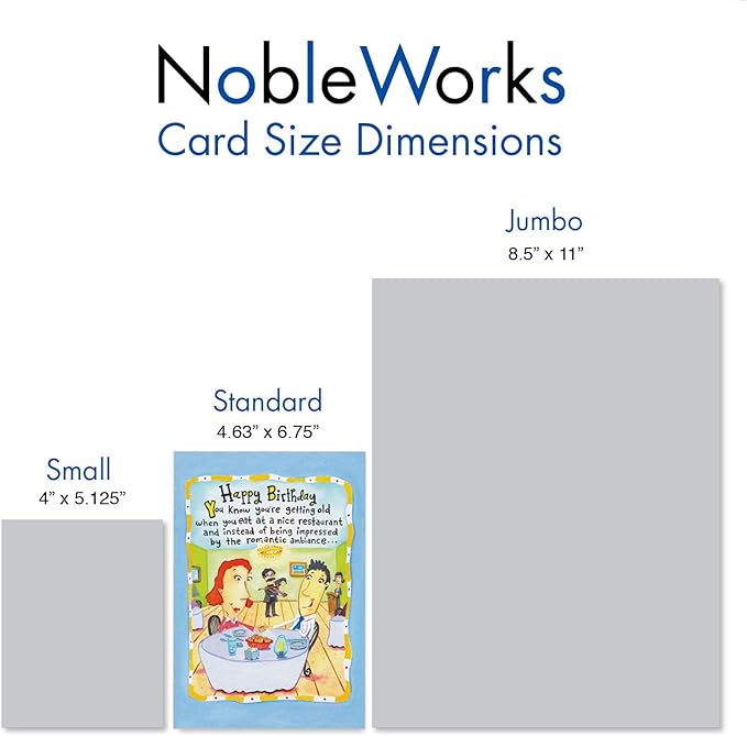 NobleWorks - 1 Funny Birthday Card for Women, Wife - Happy Bday Cartoon, Woman Notecard w/Envelope - Nice Restaurant C3336BDG