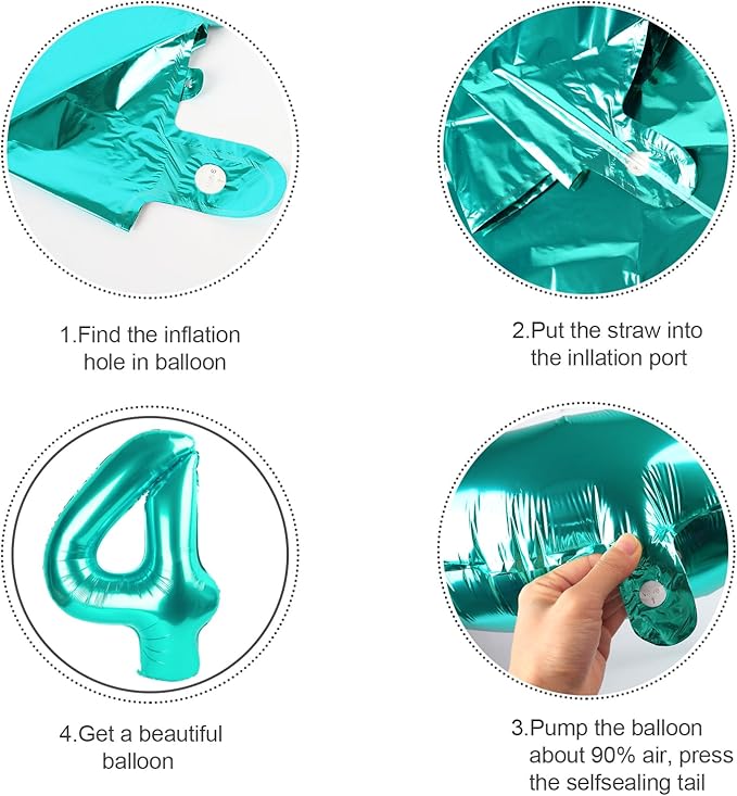 1 Balloon Number, 40 Inch Blue-Green Balloons for Birthday Party Decoration, Foil Number Ballon for 1, 10, 11, 12, 13, 21, 100 Celebration, Boy and Girl Birthday, Baby Shower, Anniversary Decor