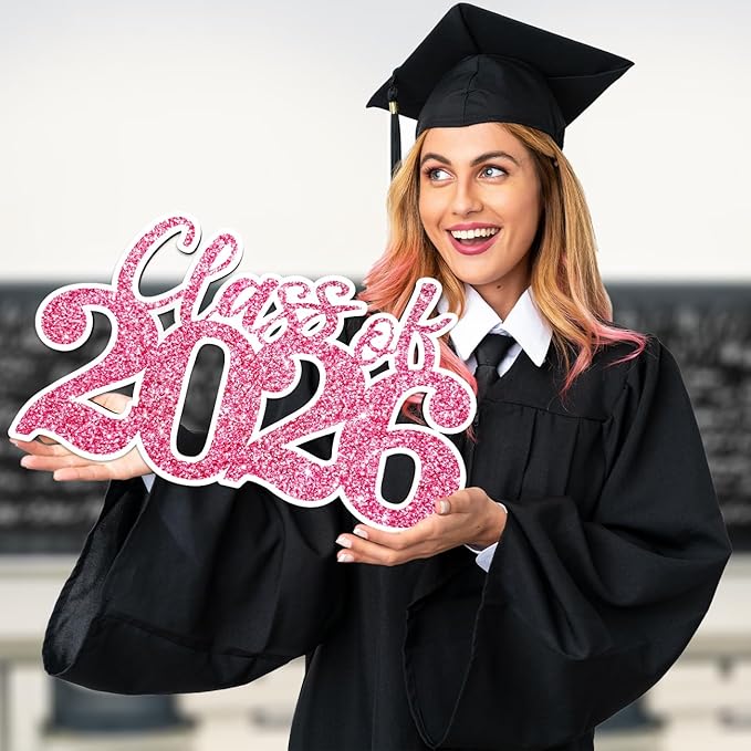 Graduation Decorations Class of 2026 Pink Graduation Decorations Rose Gold Class of 2026 Wooden Sign Graduate Photo Props for Grad Party Supplies
