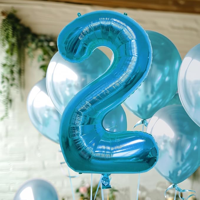 40 Inch Large Blue Number Celebration and Decoration Balloon for Birthday Parties, Graduations, Anniversaries, Weddings, Photo Shoots, Special Events - Helium Foil Mylar (Blue Number 2)