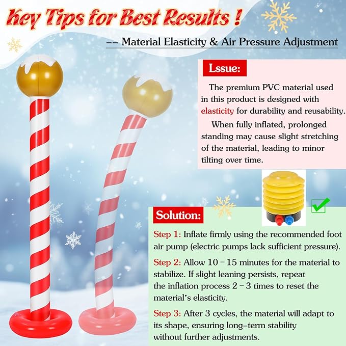 2 Pcs Christmas Inflatable Outdoor Decorations 4.3 ft Christmas North Pole Inflatable Column Decoration for Winter Xmas Lawn Yard Garden Home Decor