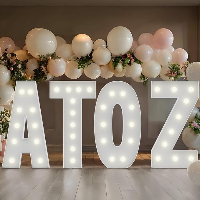 Big Marquee Light-up Letter Decorations: 4 Feet Tall Large Letters K Marry Me Proposal Gender Reveal Alphabet 4FT Sign Graduation Party Wedding Engagement Anniversary HOCO Decor Mosaic Balloon
