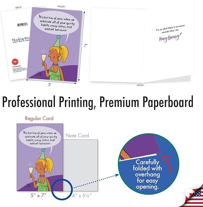 NobleWorks, Funny Birthday Greeting Card with 5 x 7 Inch Envelope (1 Card) Bday Weirder Than Me C10862BDG