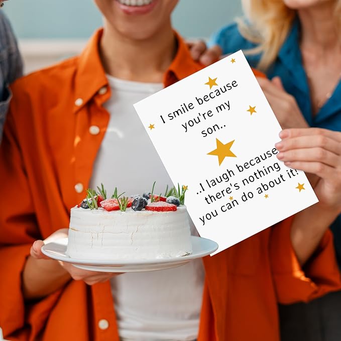 Unique Birthday Card for My Son,Special Birthday Gifts for Son from Mom and Dad, Joke Son's Birthday Gift for Stepson